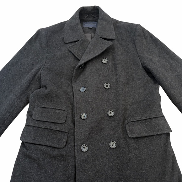 Banana Republic Mens Peacoat Wool Double Breasted Coat Black Large - Picture 3 of 6